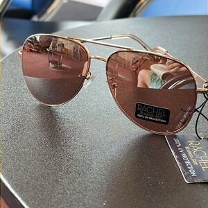 Brand New Rachel Roy Aviator Sunglasses Mirrored Rose Gold Tone Rimless